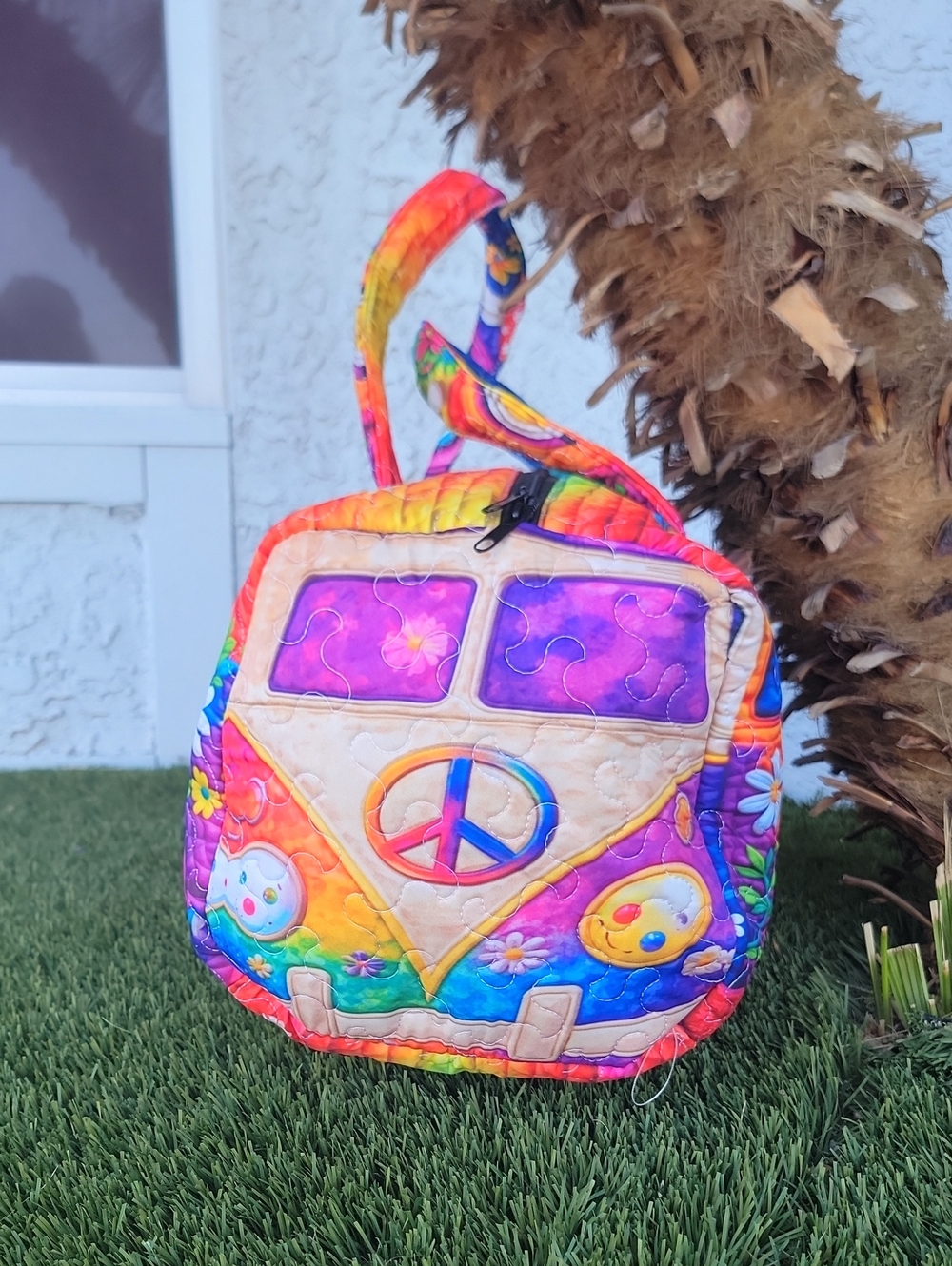 Hippie Rainbow Van Quilted Duffle Bag - Picture 2 of 11